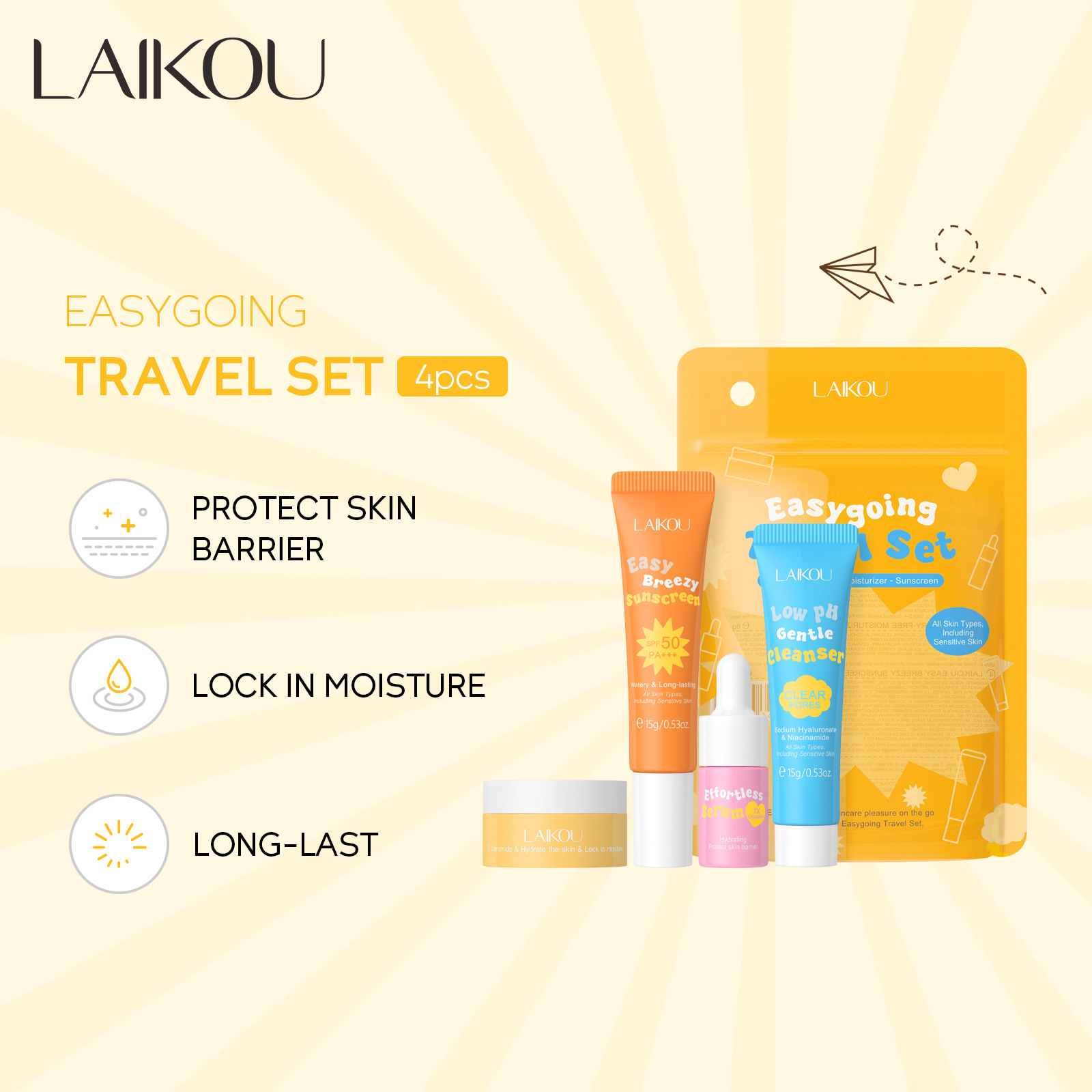 4PCS Laikou Ceramide Travel Su - огляд і ціна Hyaluronic Acid Facial Serum