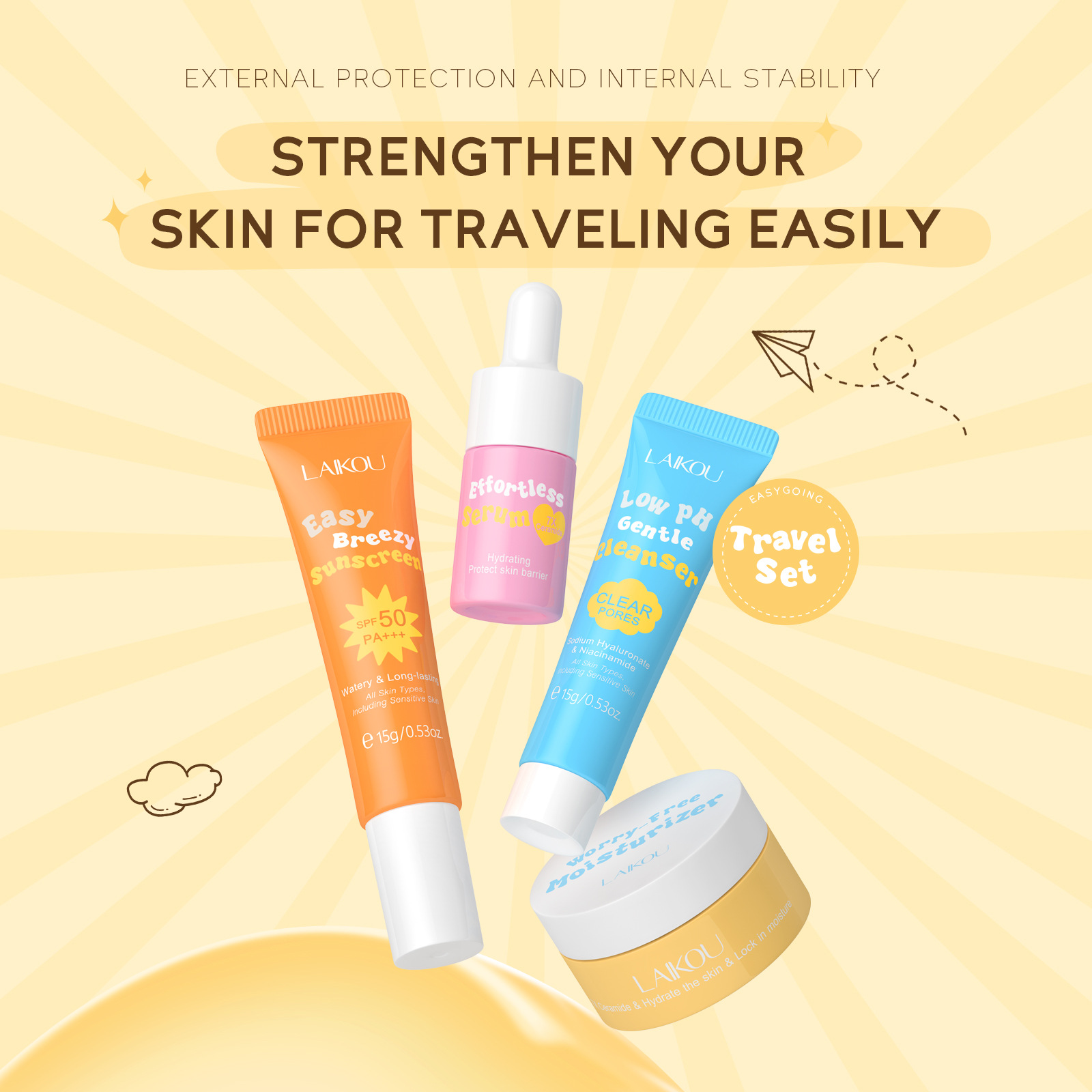4PCS Laikou Ceramide Travel Su - огляд і ціна Hyaluronic Acid Facial Serum